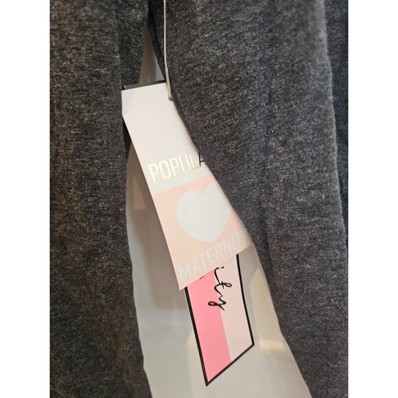 Popular 21 Maternity Shirt Charcoal Gray Long Sleeve V-Neck Top Size S NWT - Picture 8 of 9